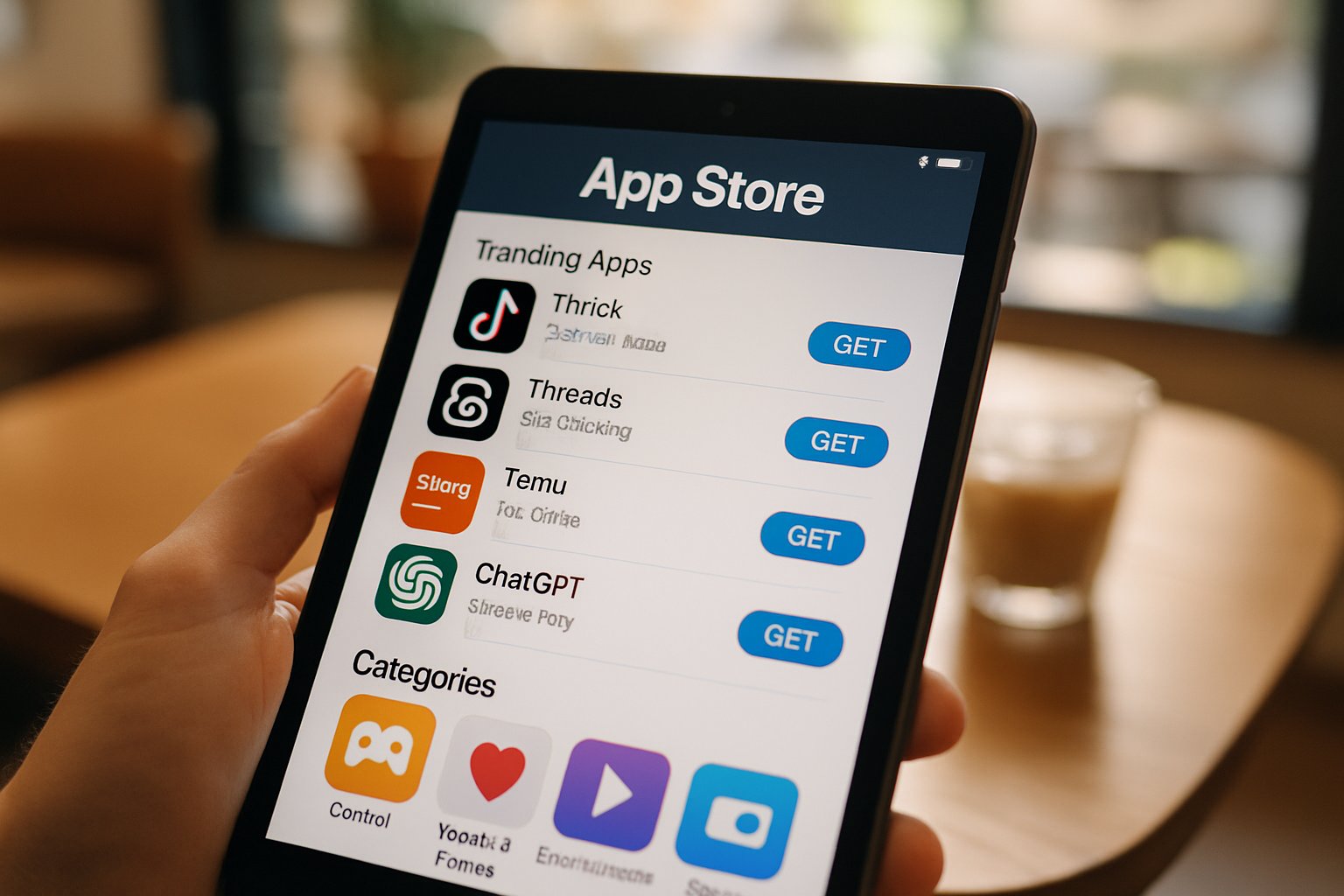 Tablet displaying app store trends exemplifies Consumer Ecosystem Competition and user engagement.