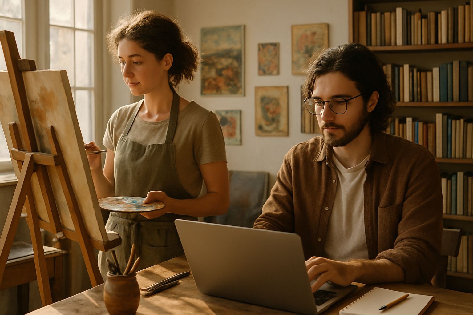 Bedrock Requirement illustrated by artists working together to create original content.