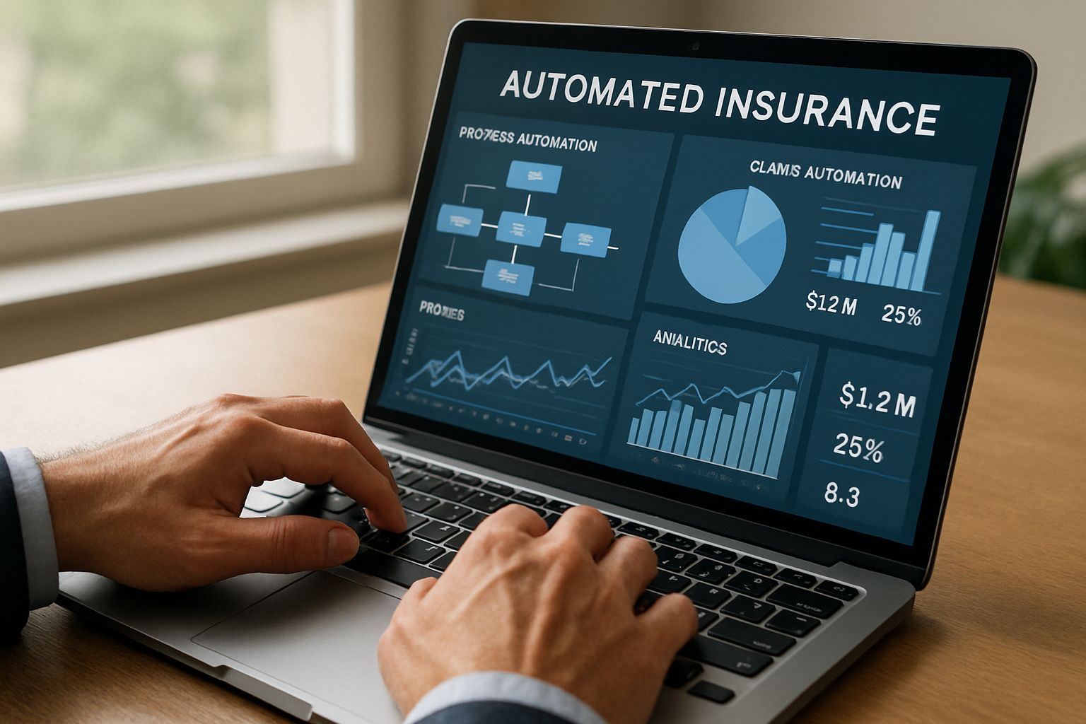 Broking Automation dashboard displayed on business laptop in natural office light