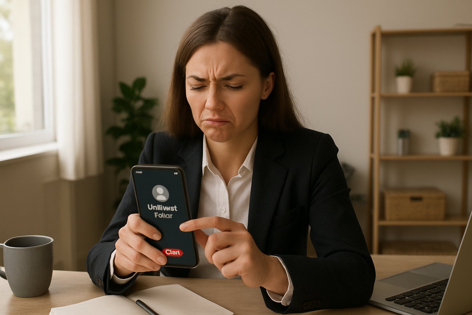 Professional blocks spam calls during Customer Experience Crisis at home