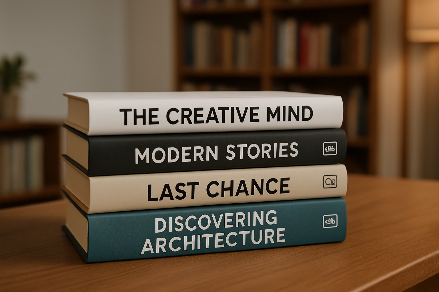 Stack of books featuring Content Authenticity Standards badge on spines