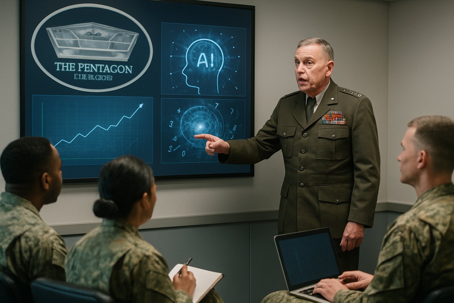 Military Leadership Shift briefing at Pentagon on AI technology adoption