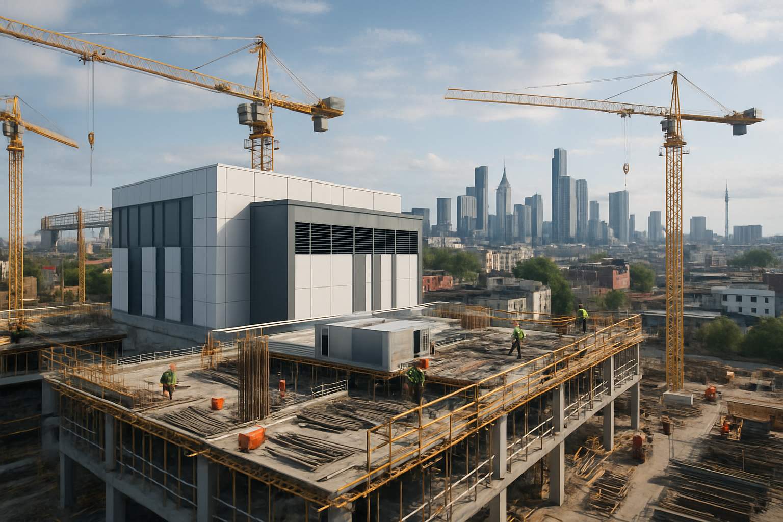 Construction site for new data facility showing Infrastructure Expansion in progress.