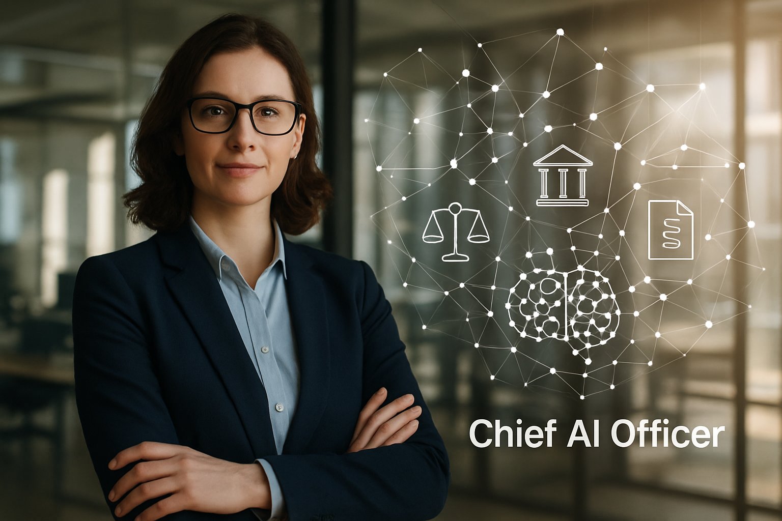 Executive Accountability concept with Chief AI Officer by AI compliance visualizations.