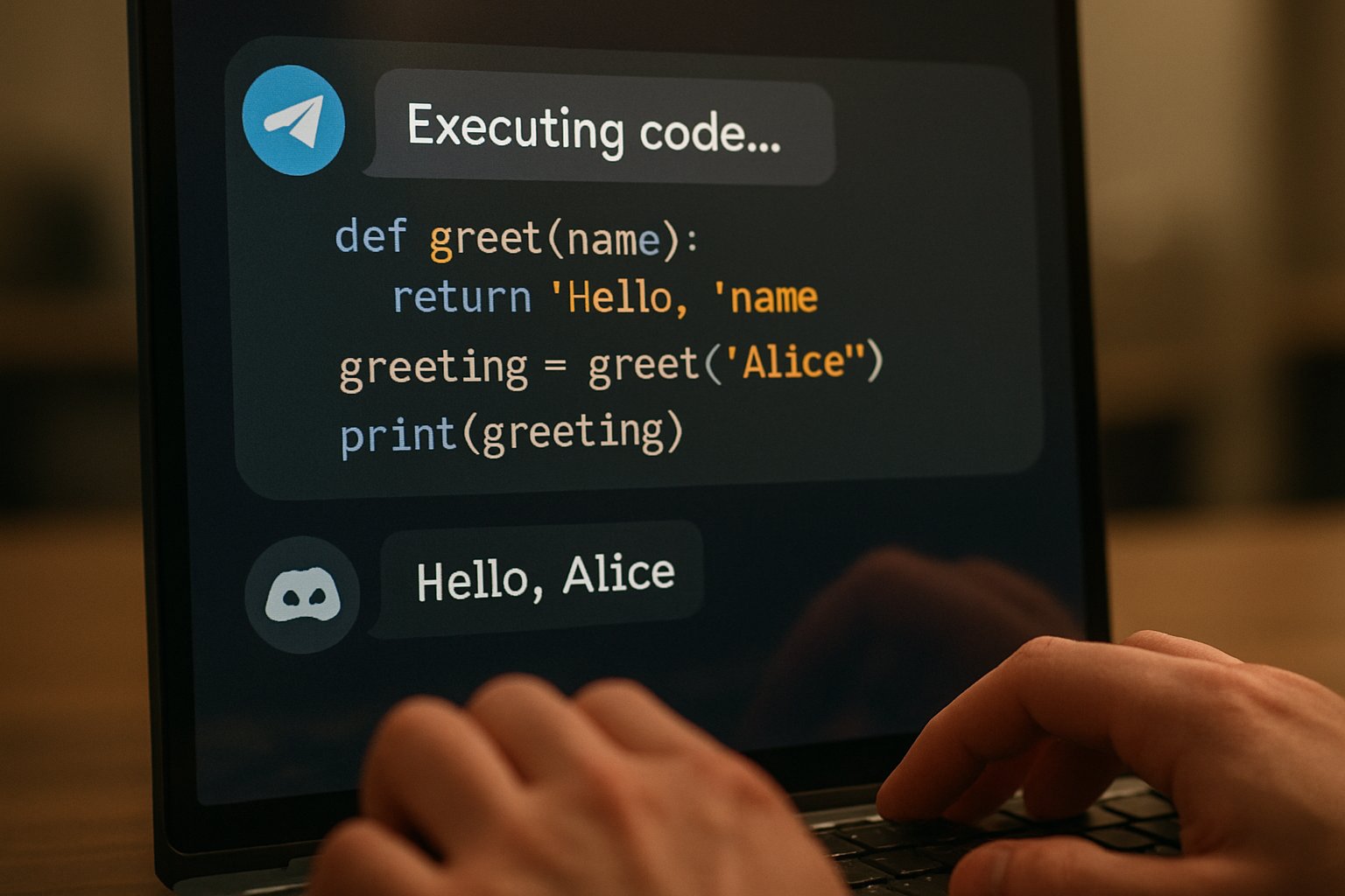 Developer using Autonomous Coding Channels on Telegram and Discord for software projects
