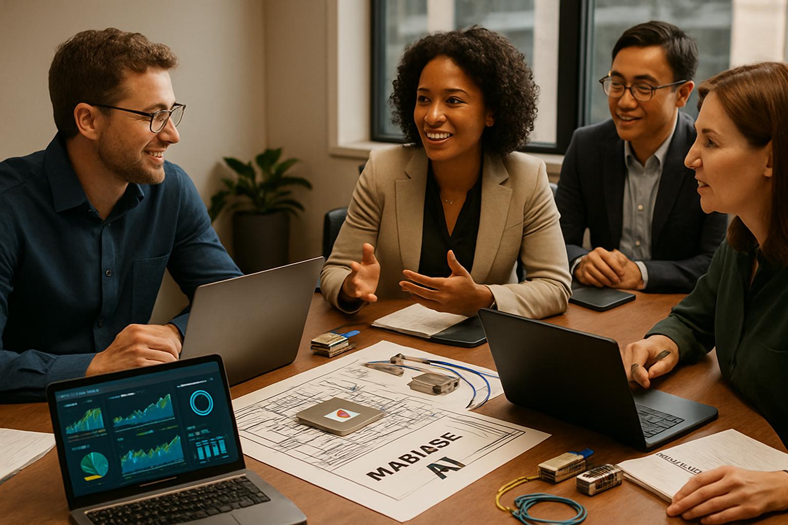 Team strategizing Marvell AI Computing solutions using optics and analytics tools.