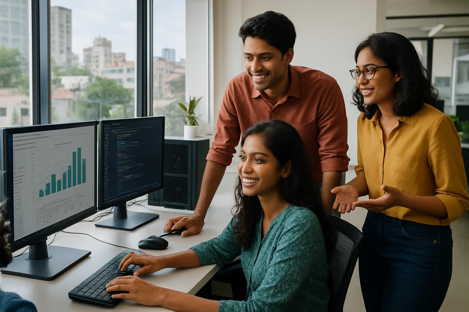 GPU Infrastructure Expansion empowering Indian startups and researchers in modern office.