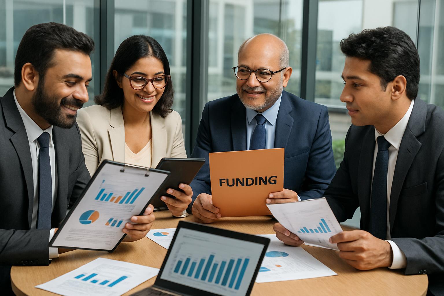 Collaboration meeting for Innovation Capital Pivot showing business leaders.