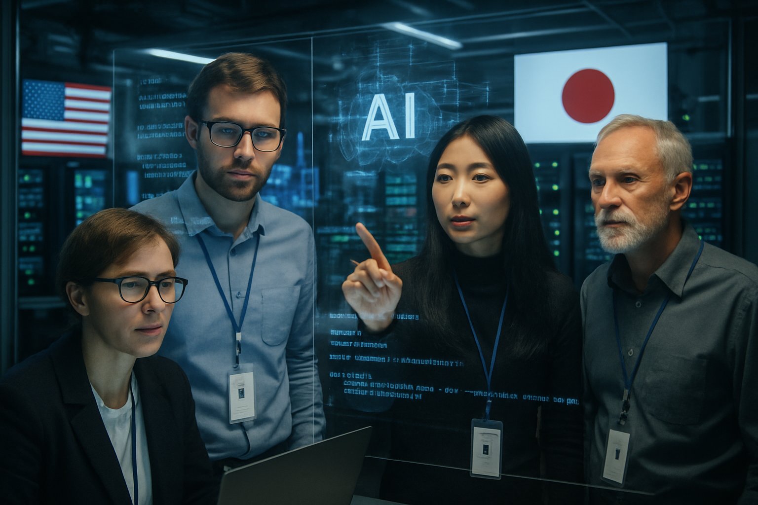 Engineers collaborating in lab under Strategic AI Alliance project.