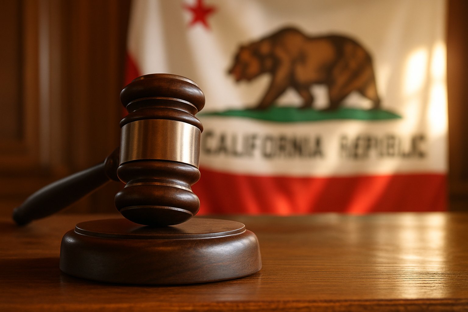 Judge's gavel symbolizes xAI Grok Ban ruling in California.
