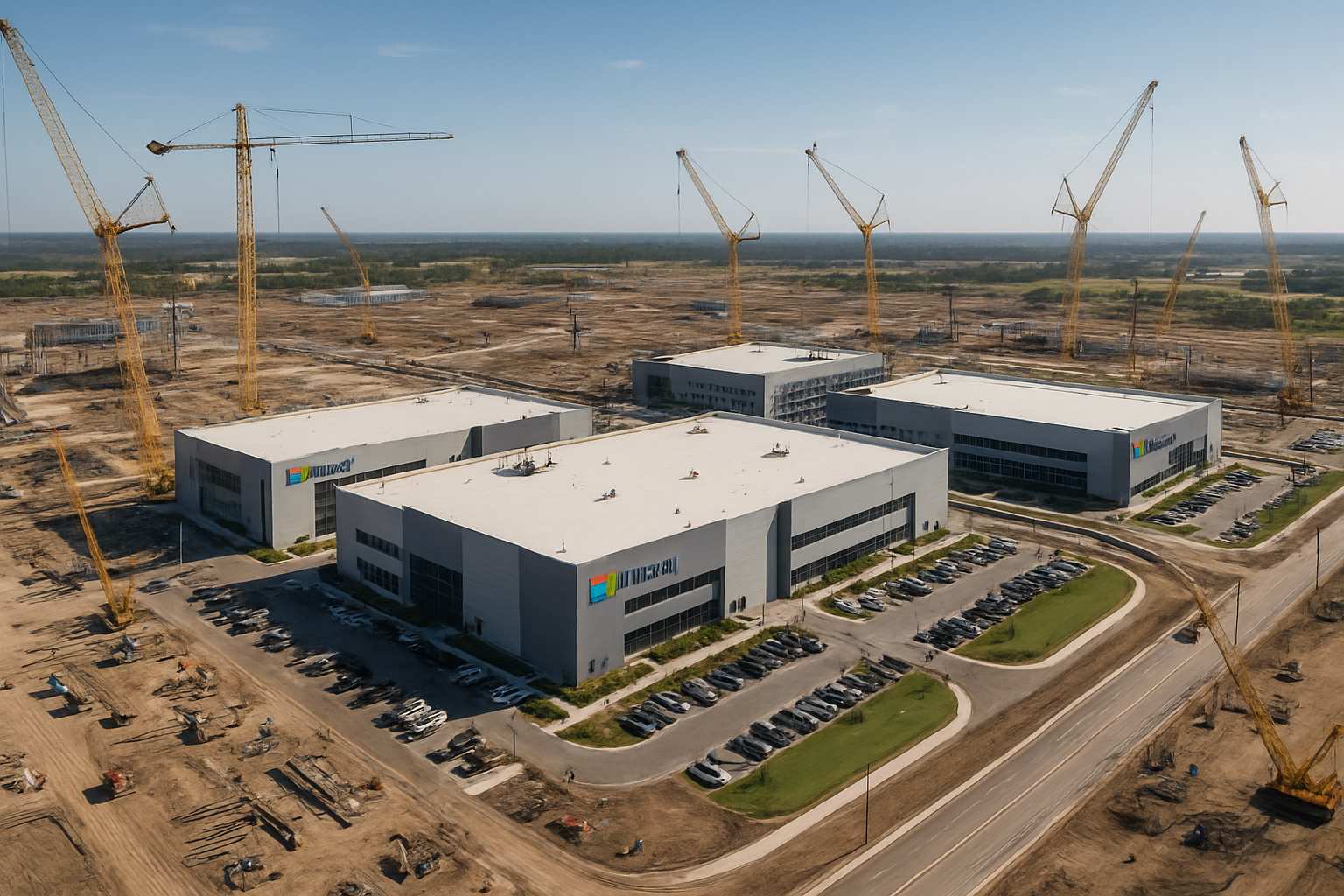 Microsoft AI Spend drives real-world data center infrastructure expansion and construction.