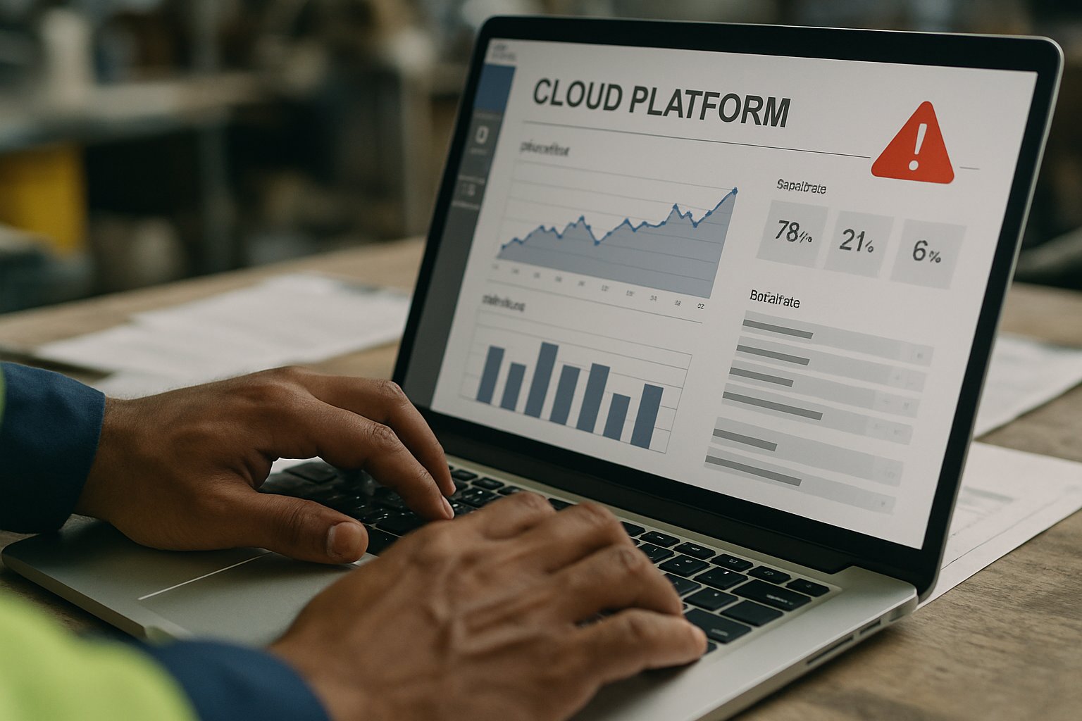 Hands entering data showing Automation Risk Factor in digital workflow