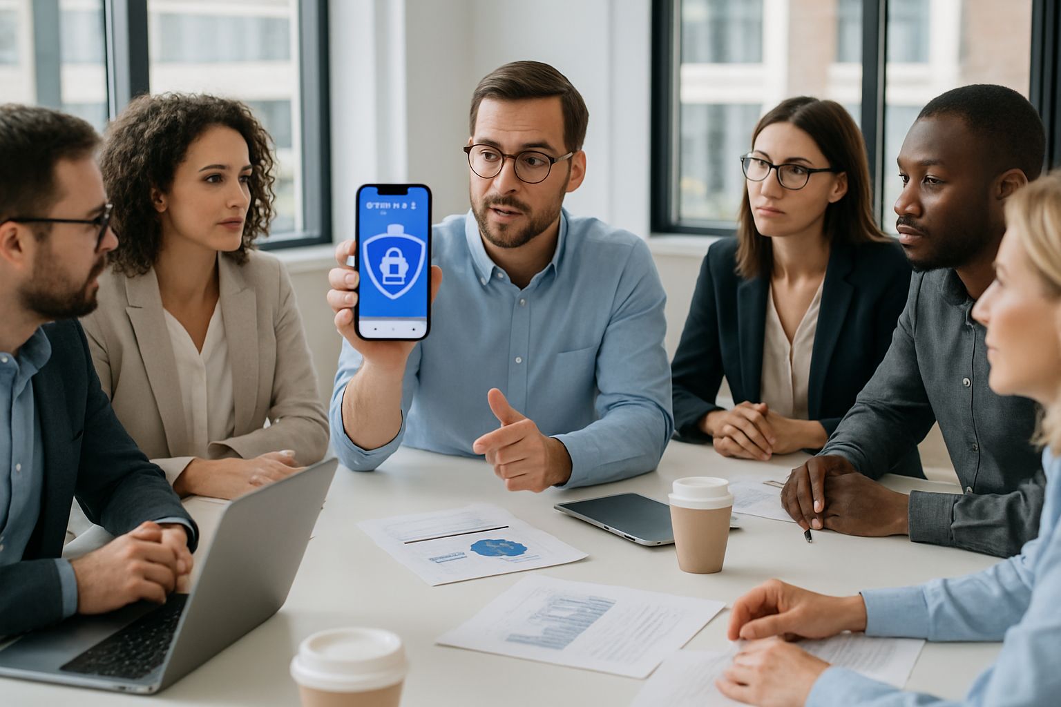 AI Search Browser app discussed by security experts in office