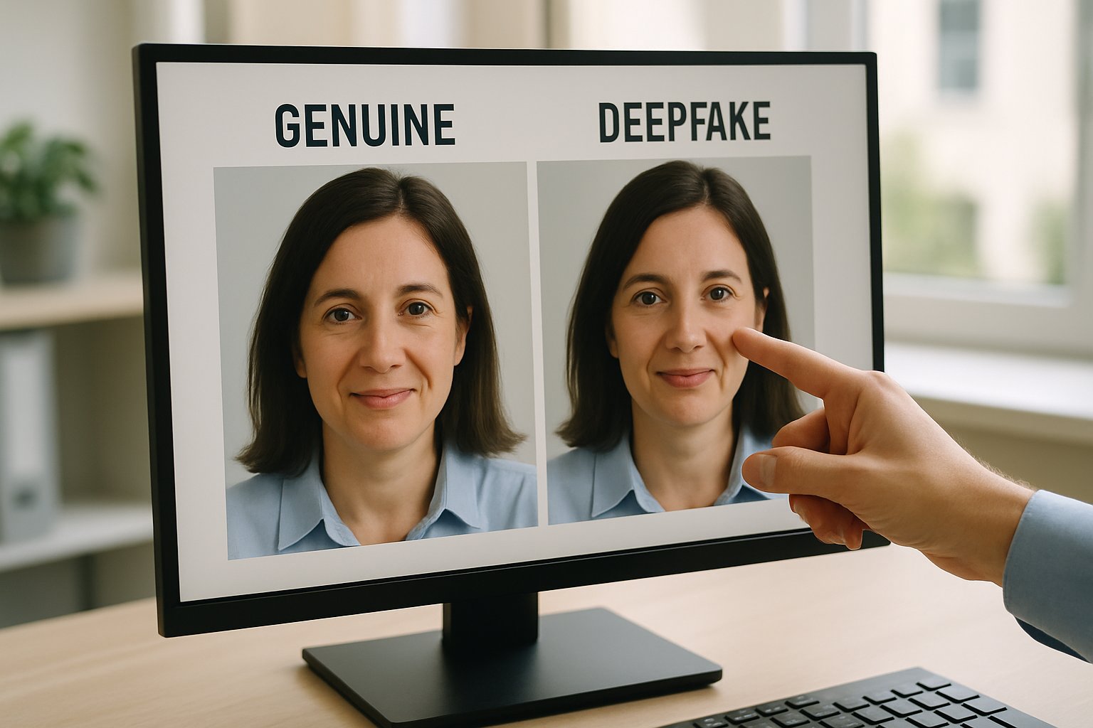 Comparing deepfake and real photos during Deepfake Image Crisis investigation.