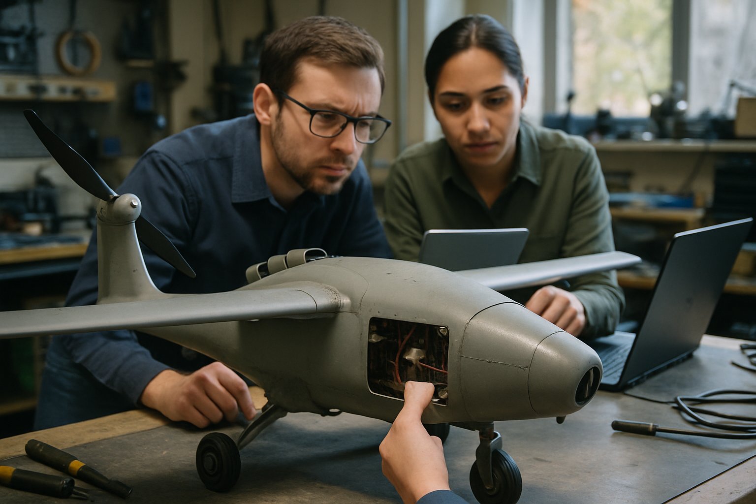 Engineers discuss Autonomous Weapon Refusal settings in a defense lab