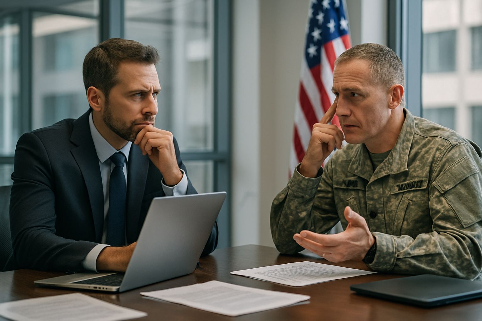 Anthropic Pentagon representatives engaging in an ethical AI defense discussion.