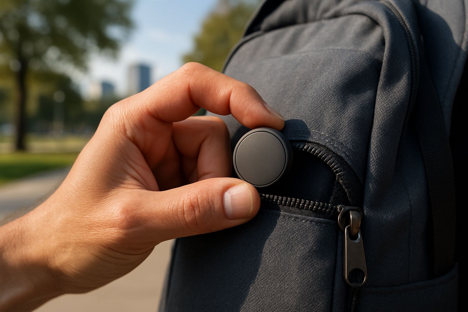 Placing tracker in bag in the Social Monitoring Age.