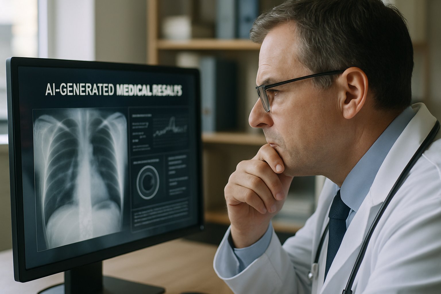 Doctor evaluates AI-generated results to enhance Medical Performance and patient safety.