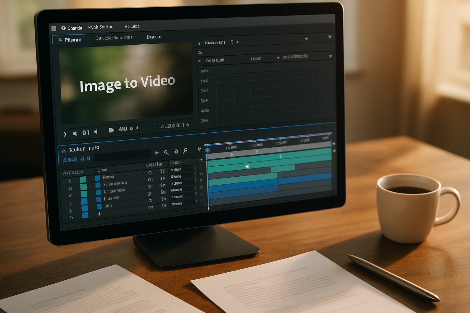 Generative Motion Debut editing timeline on computer screen.
