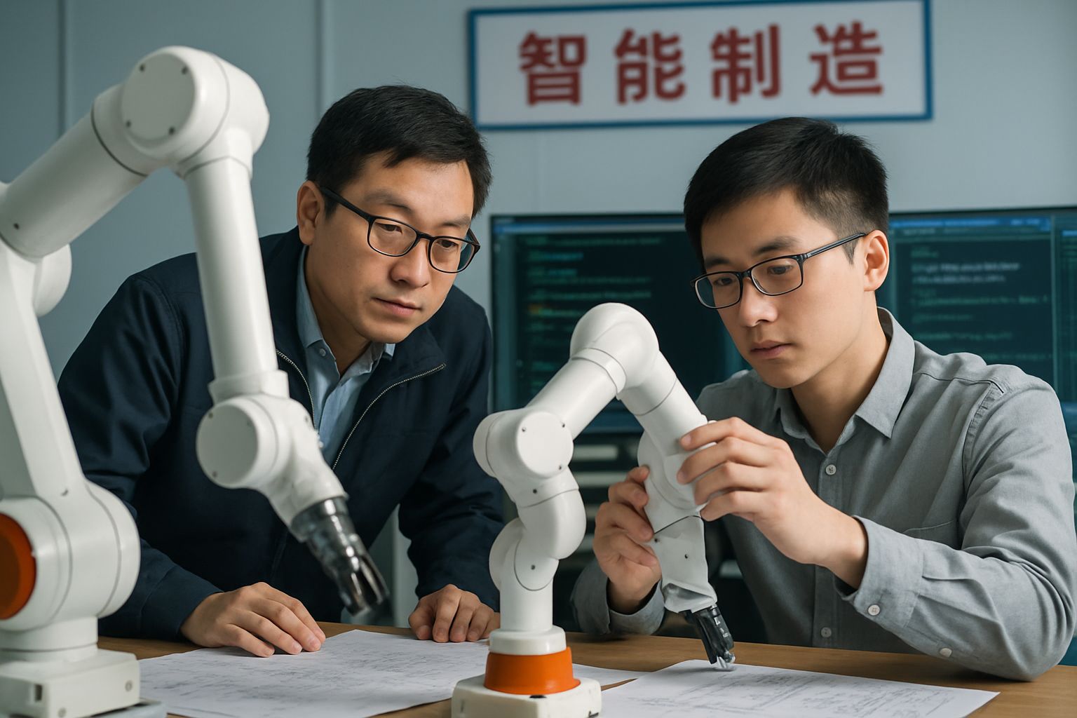Engineers in China improving Physical AI Development in robotics laboratory.