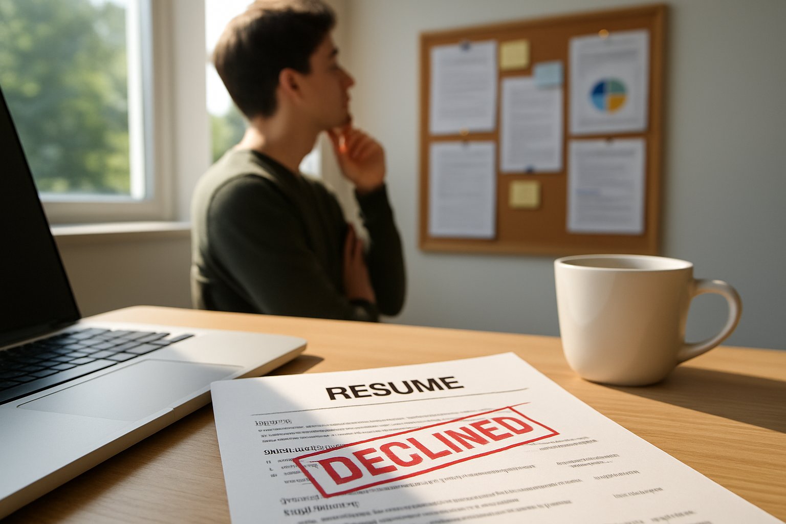Career Disruption Data illustrated by declined resume and job board