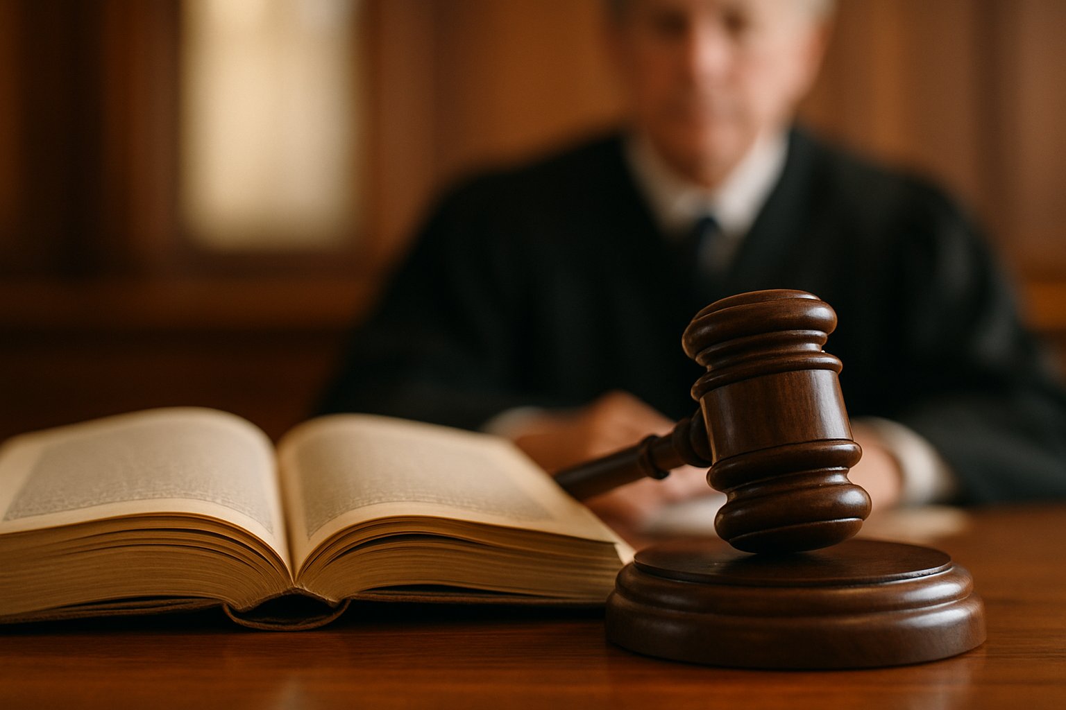 Courtroom scene representing Ethics Breach ruling and judicial process.