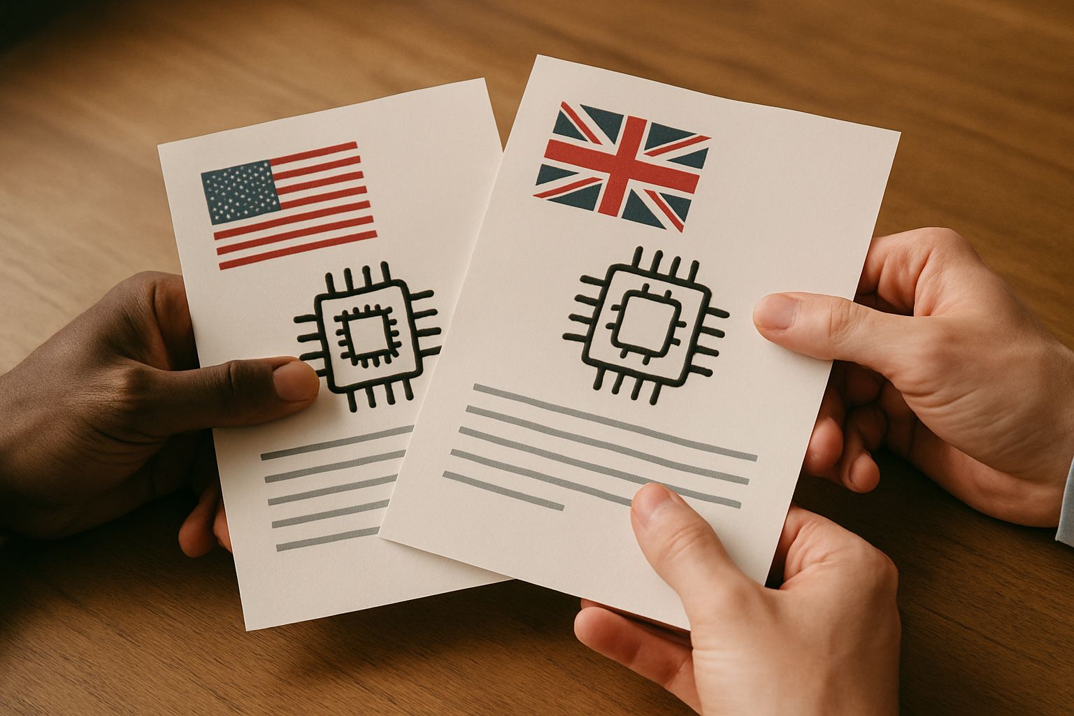 Hands exchanging regulatory tech documents to symbolize the Global Regulation Gap.