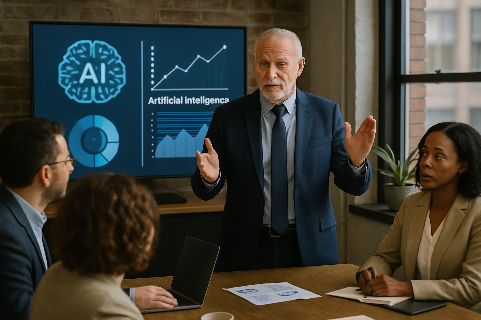 Block Fintech Cut executive leading AI transformation strategy meeting