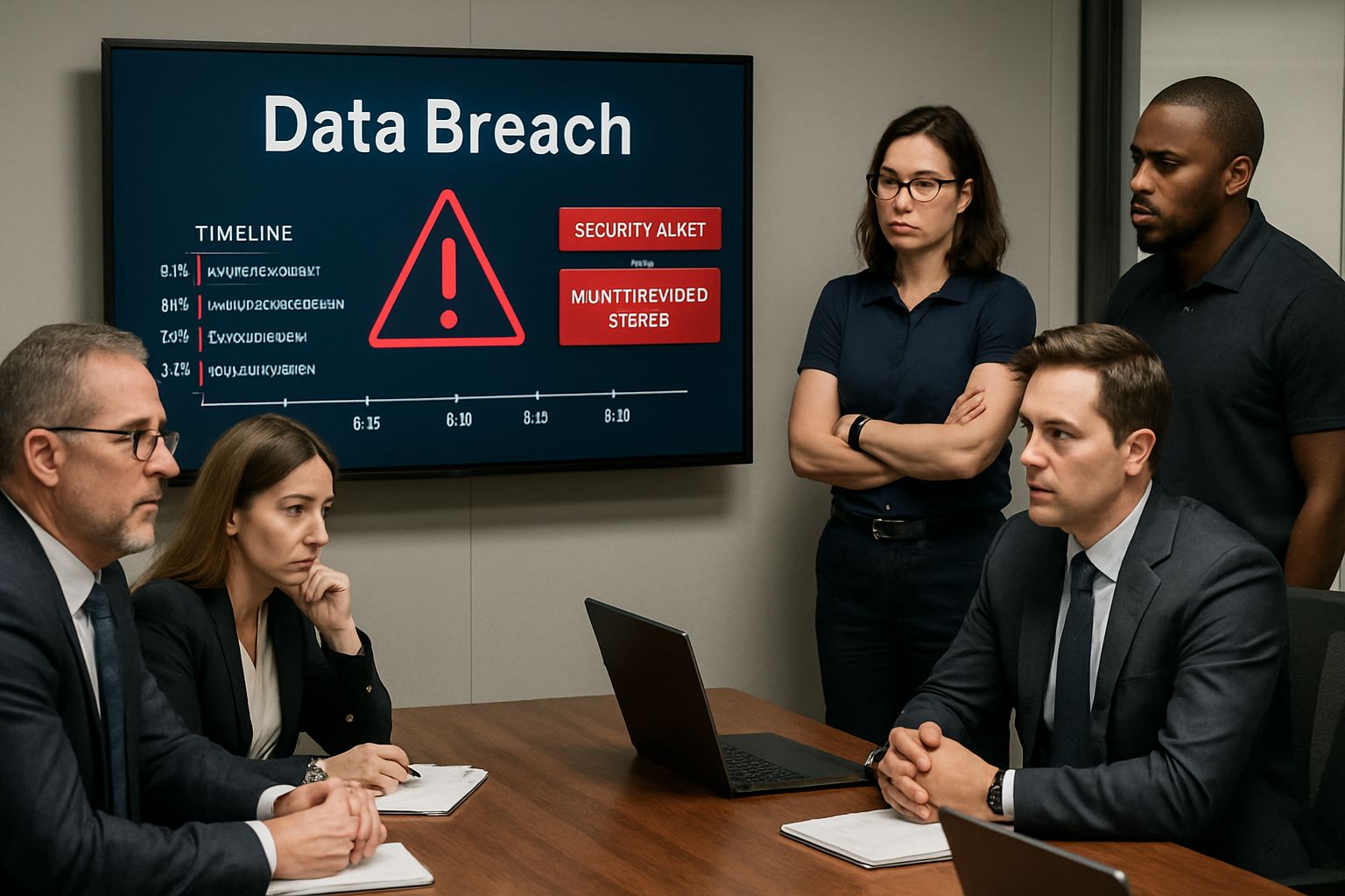 Data Exfiltration defense meeting at Stryker with executives and security staff collaborating