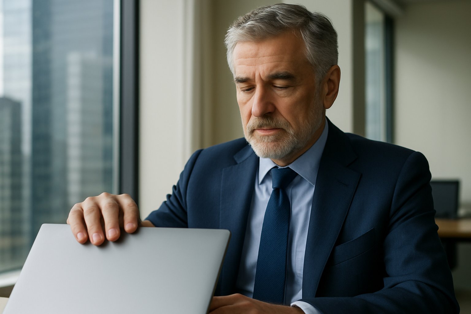 Corporate Transition symbolized by executive concluding his leadership role at Adobe.