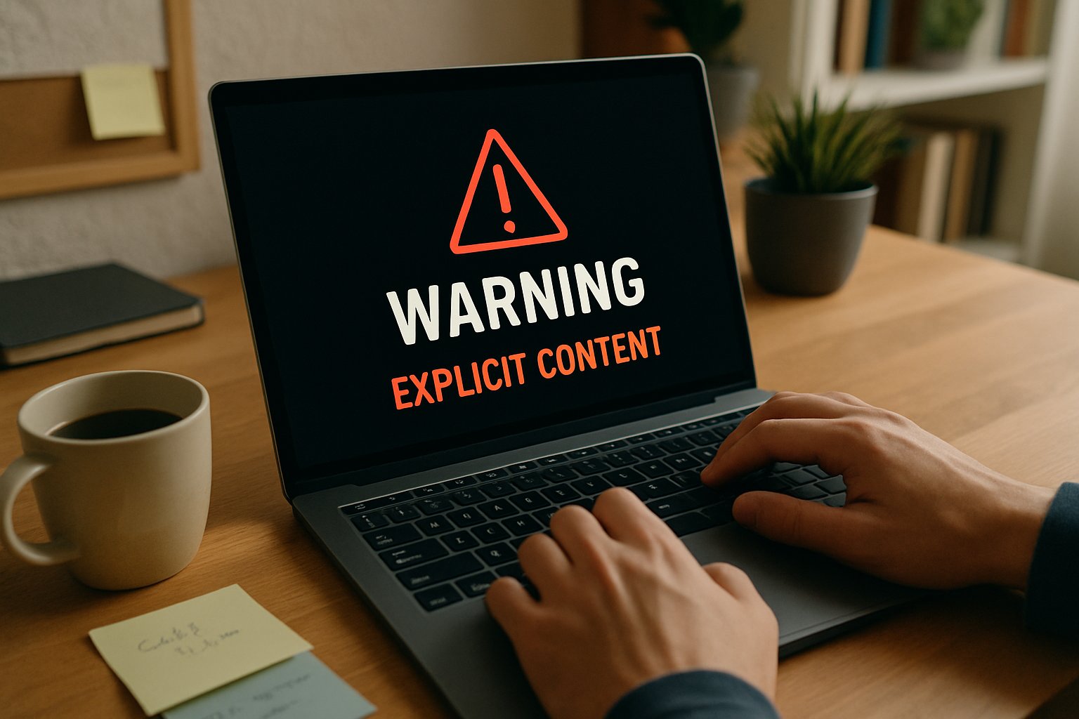 Uncensored Adult AI explicit content warning on computer screen