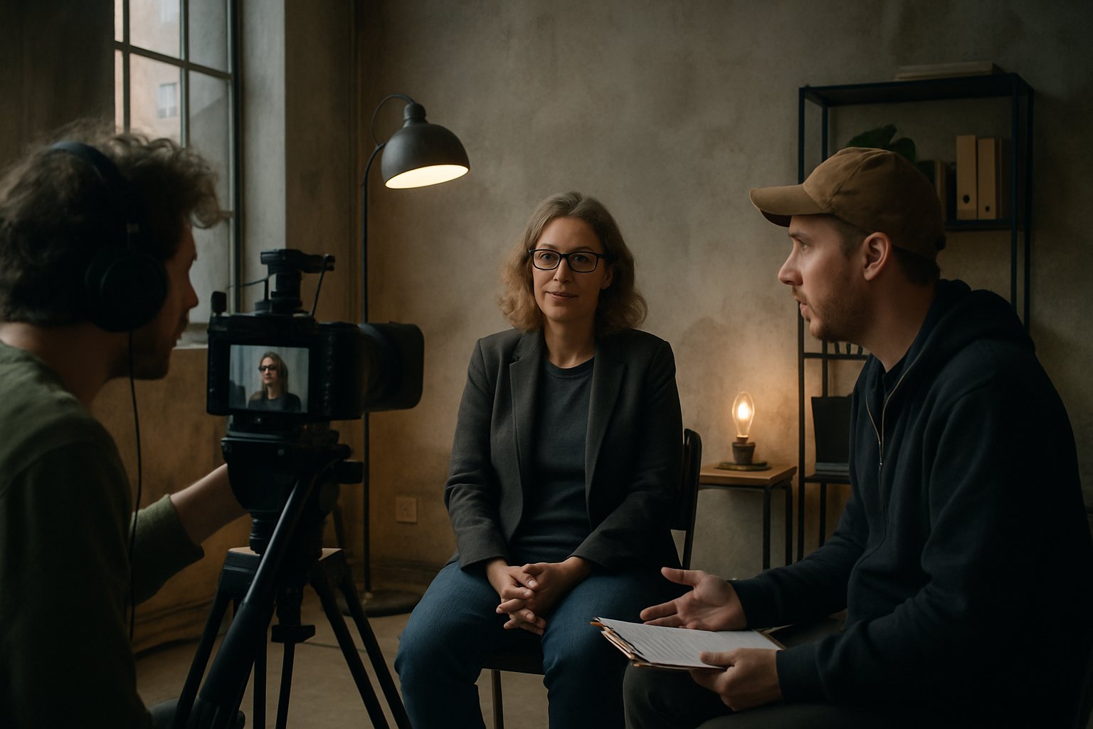 Documentary crew filming AGI Existential Discourse interview.