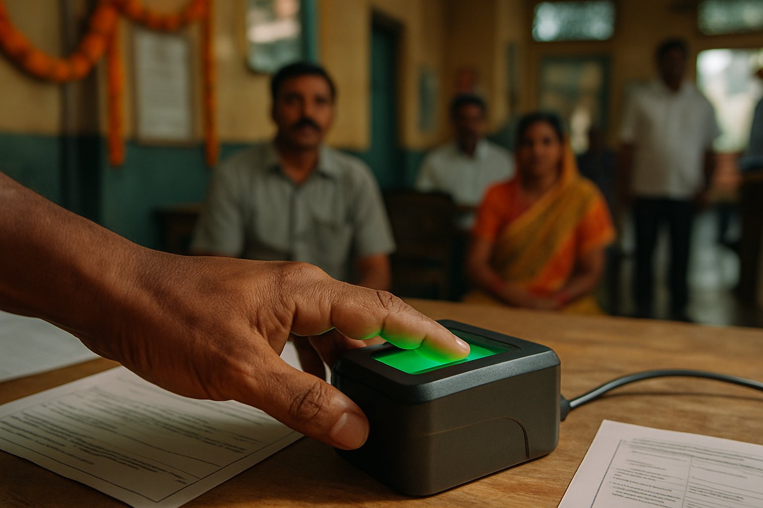 Fingerprint scanning on Biometric Governance Systems at a public service center