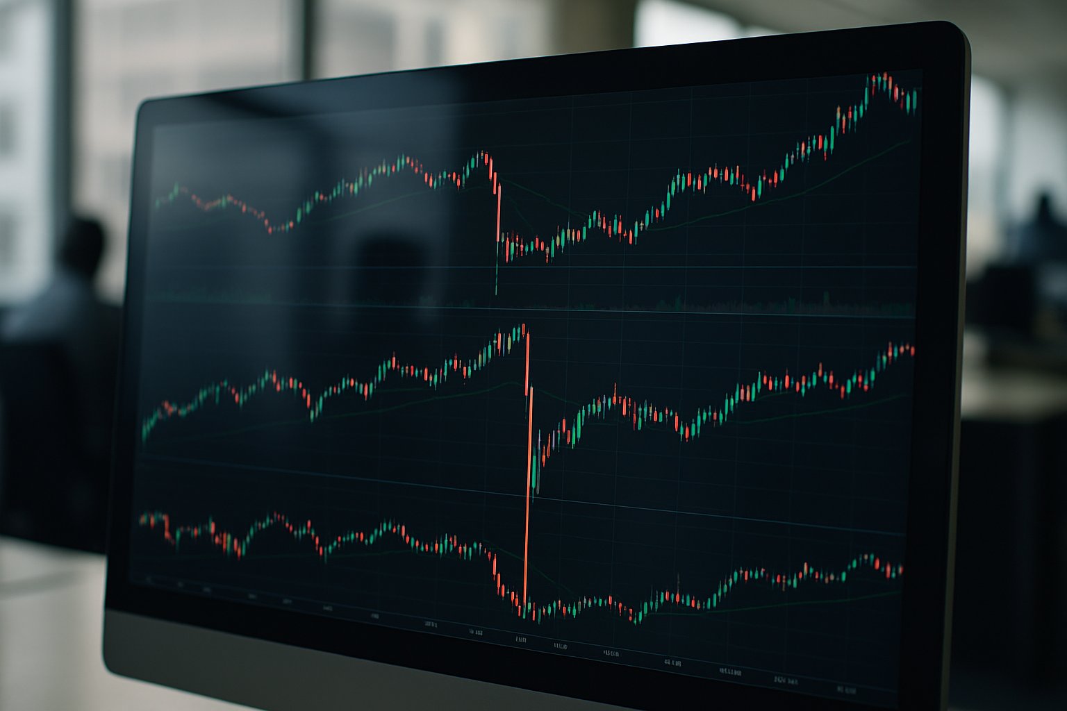 Displayed flash crash data representing market volatility trends on a trading screen