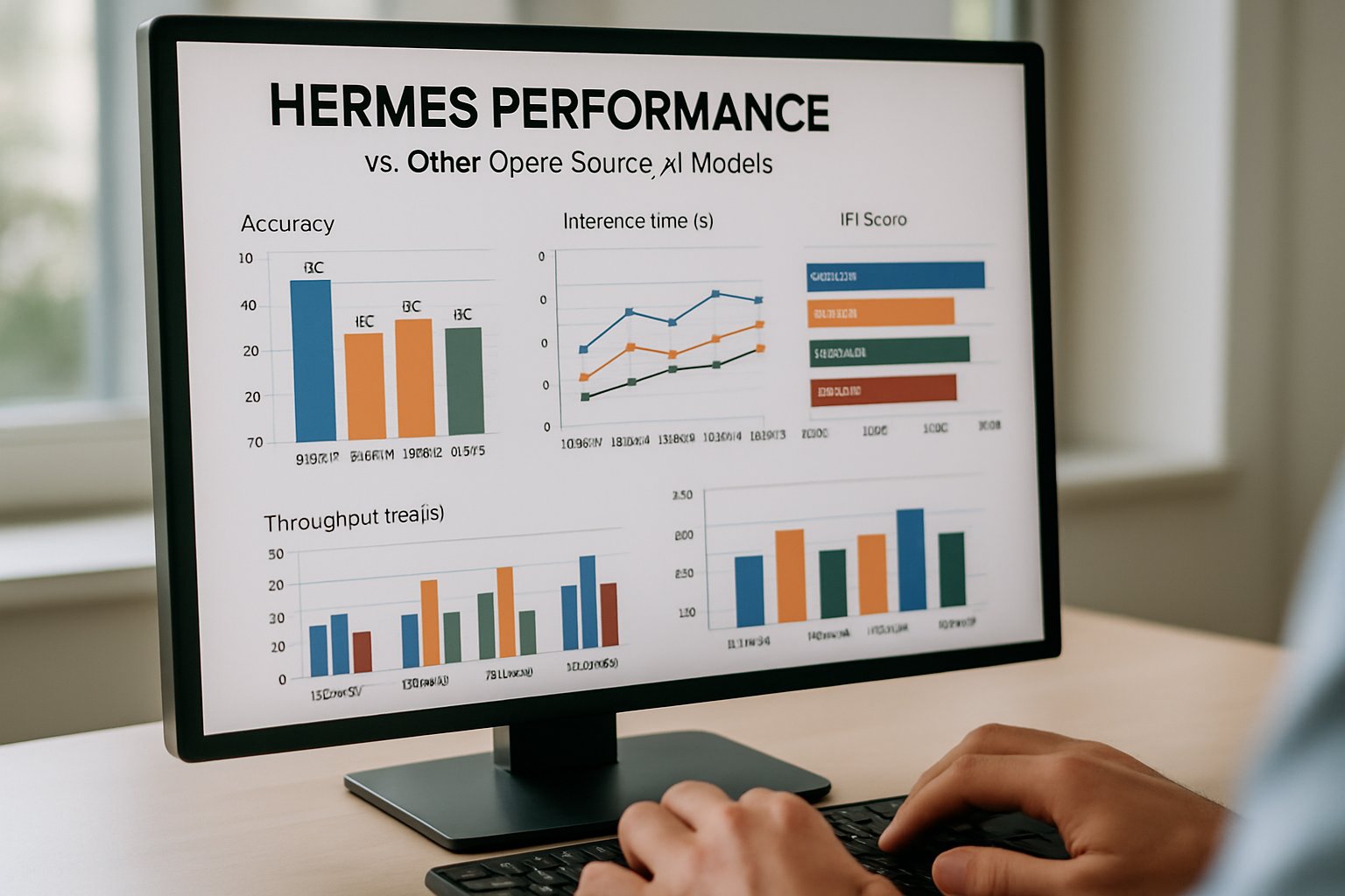 Dashboard comparing Hermes Performance with open-source AI models for benchmarks.