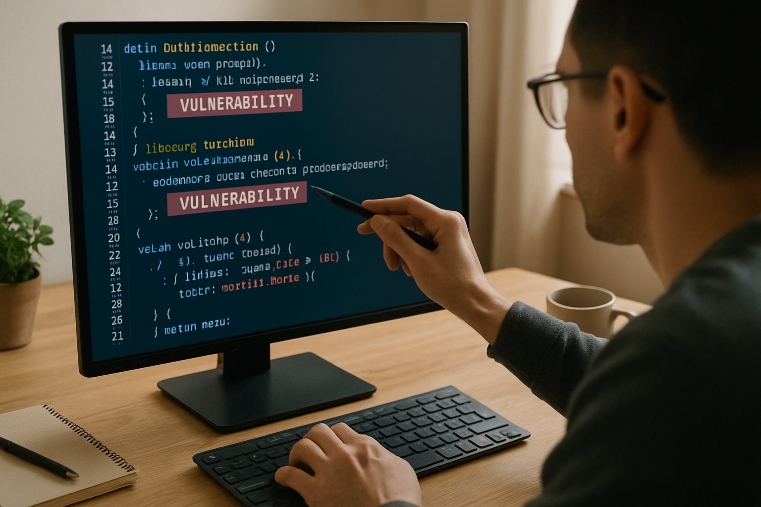 Computer screen highlighting Automated Vulnerability Discovery code results.