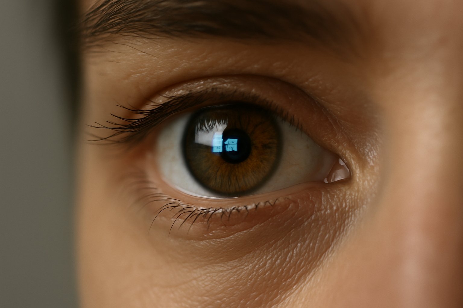 Close-up of eye reflecting digital screen for Biometric Marketing Privacy blog.