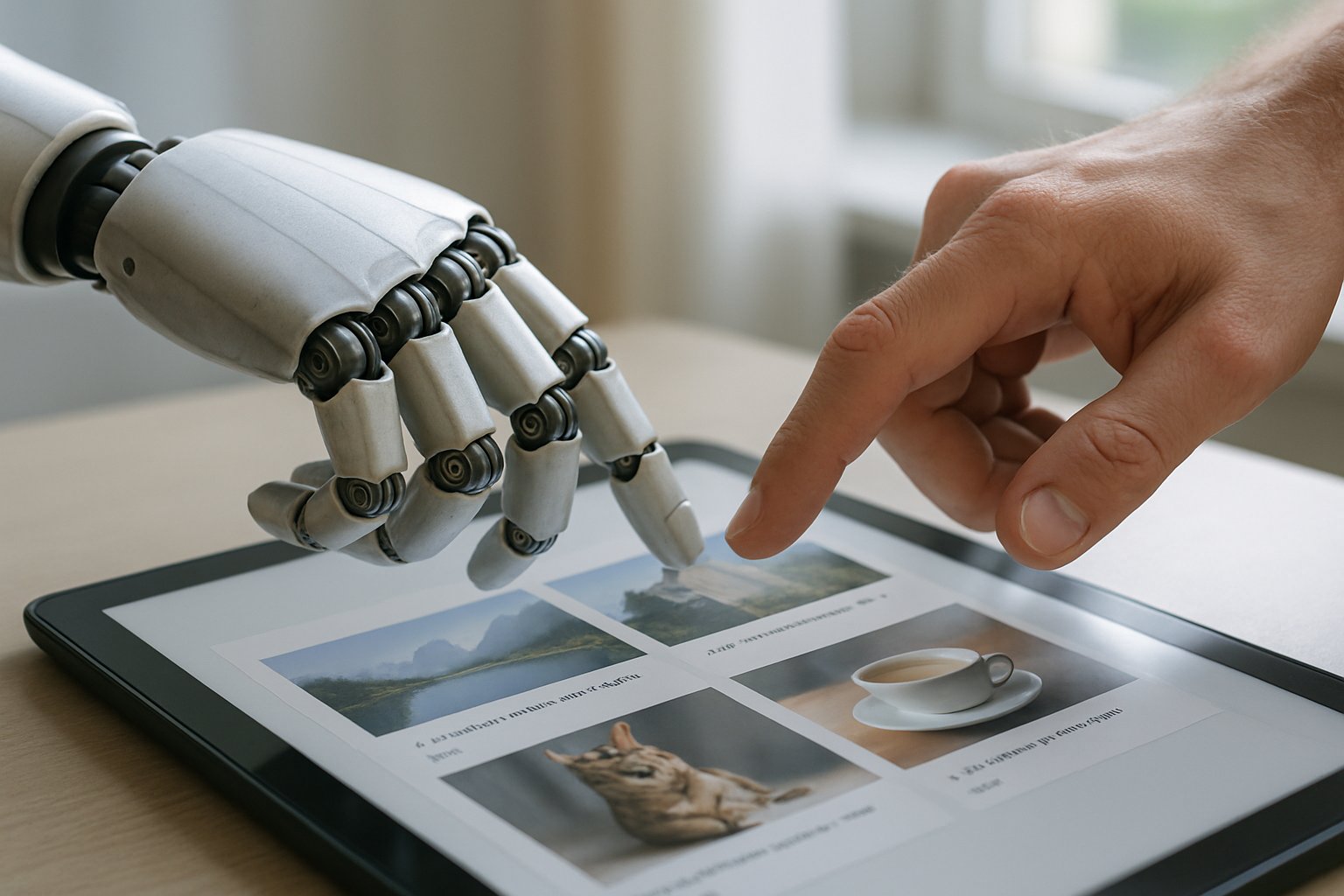 Robotic and human hands interacting in Vision-Language Robotics development