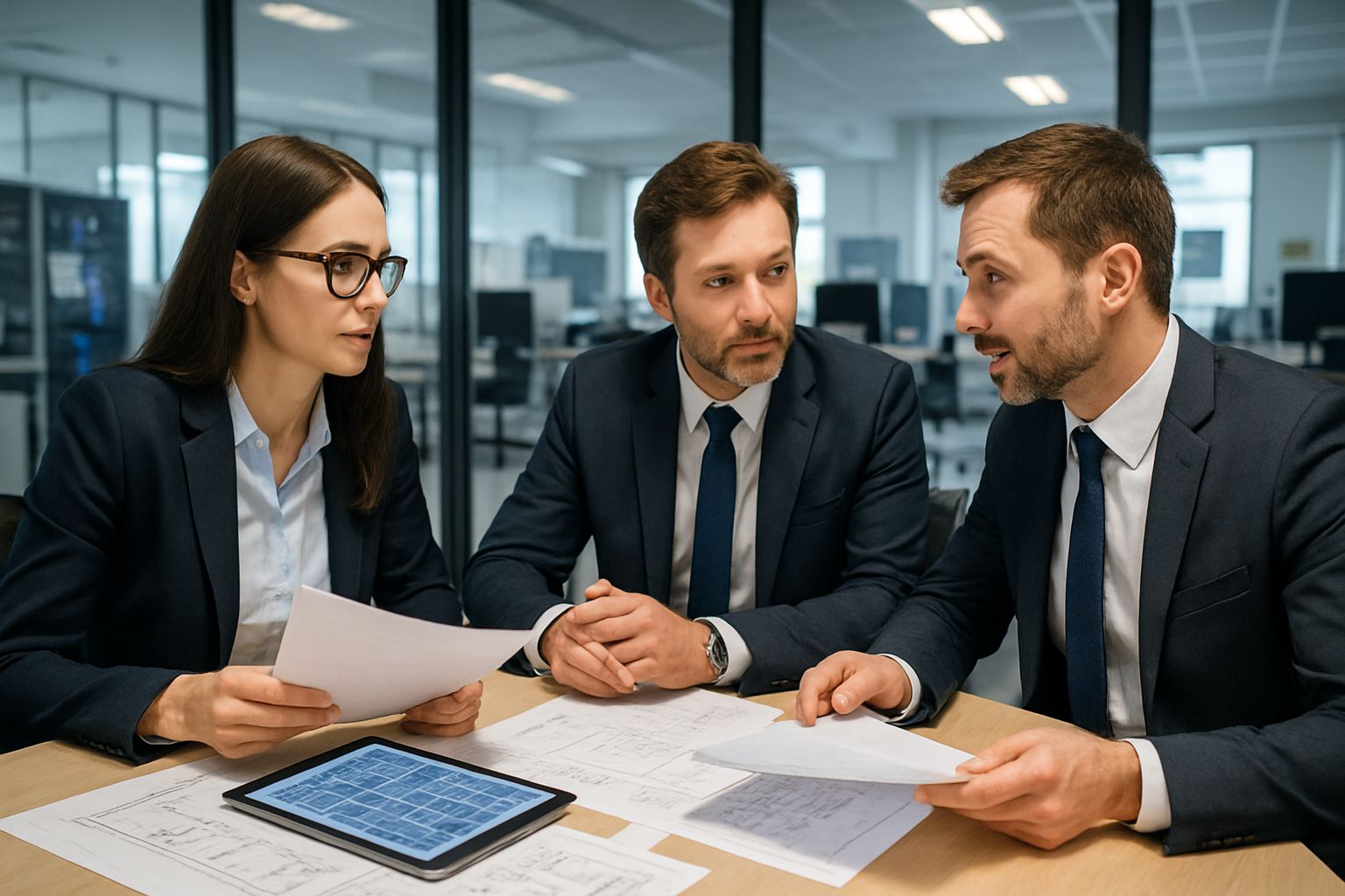 Corporate team reviews regulations on AI Policy Loophole for military applications.