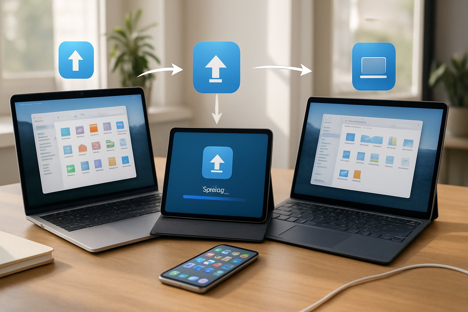 Multiple devices demonstrate Ecosystem Hardware Shift with seamless integration of hardware.