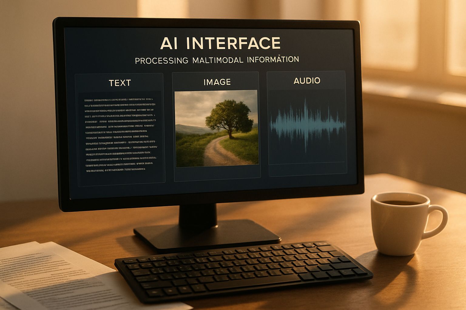 Computer screen processing data for Natively Multimodal Models with text, image, and audio.