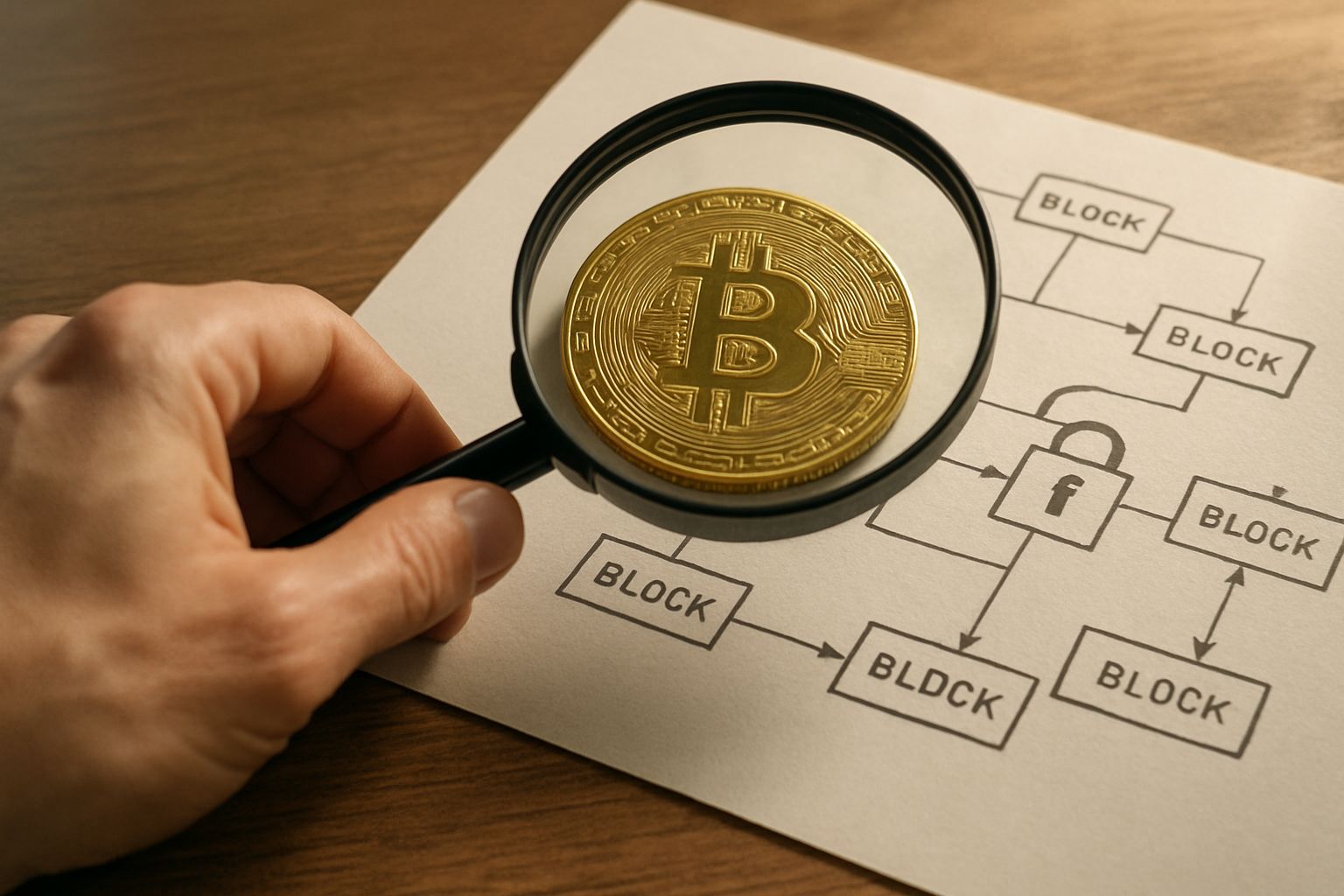 Magnifying glass uncovering Blockchain Vulnerability in Bitcoin system