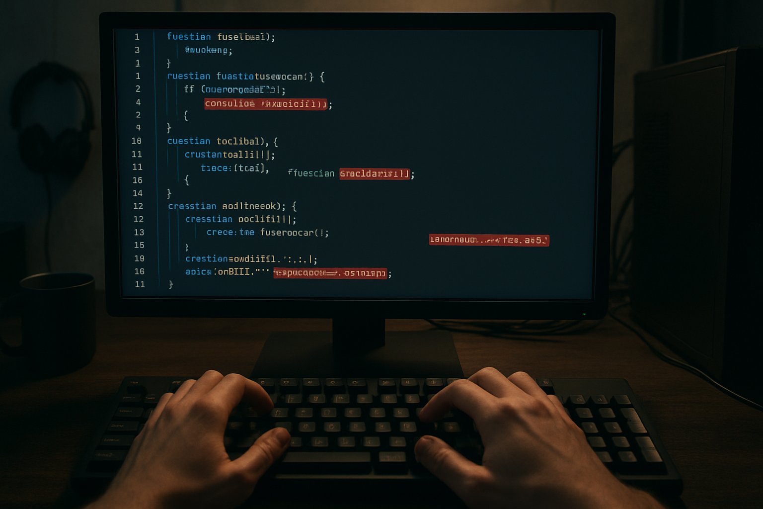 Computer screen showing AI Data Theft code in a real tech office.