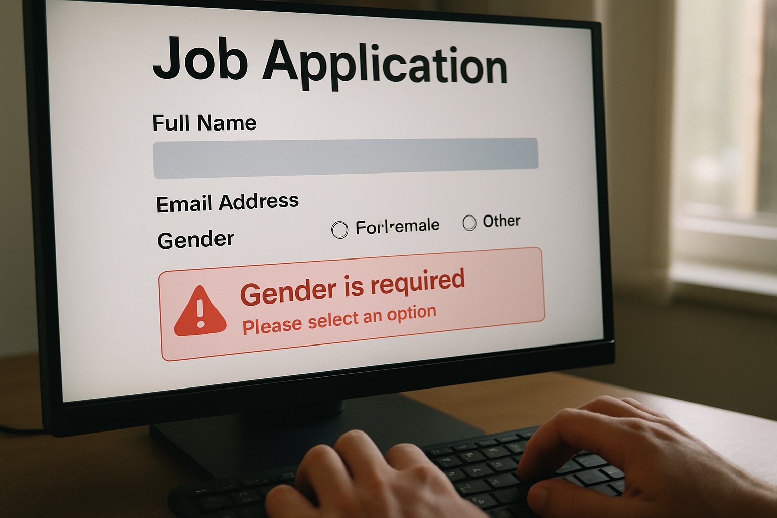 Gender Bias Scandal HR bot job application gender selection error.