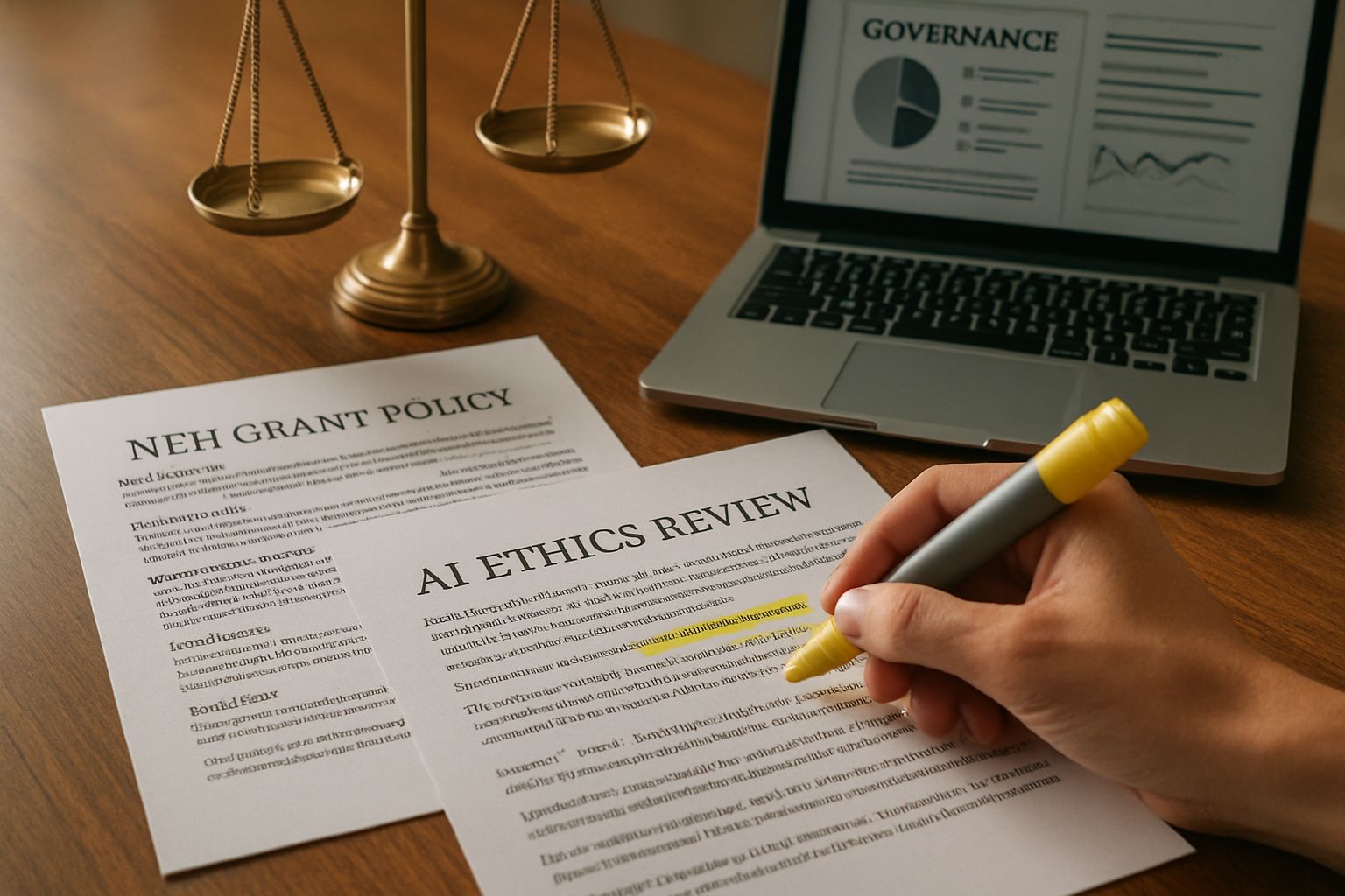 AI Policy Humanities legal papers NEH grants on desk