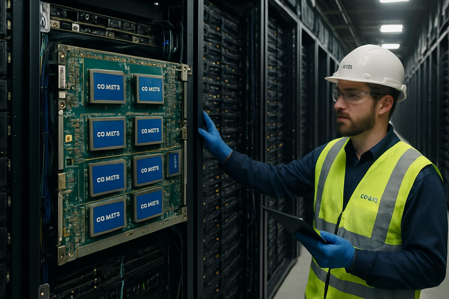 Data center with servers using Meta In-House Chip Strategy.