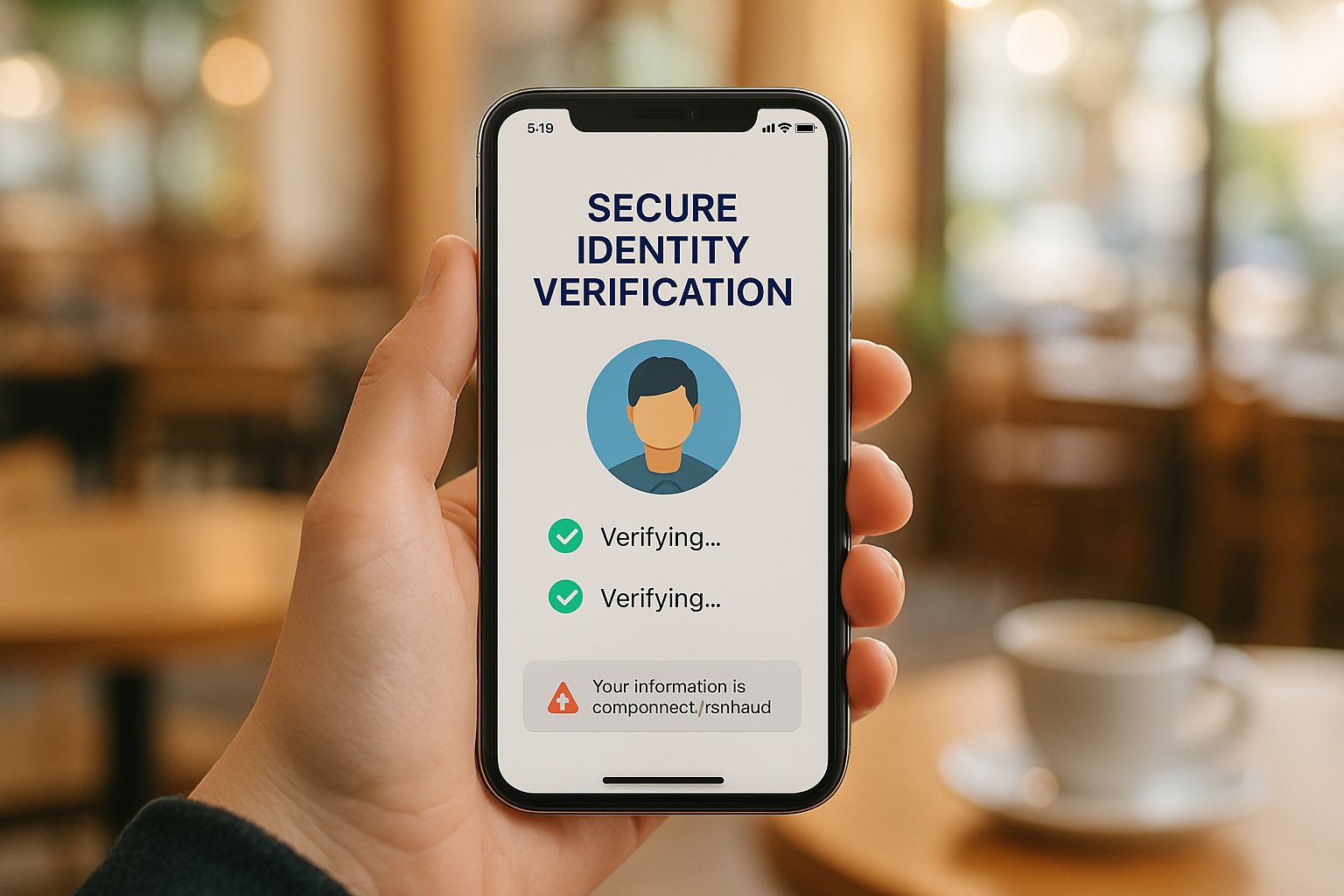 Identity Security smartphone verification in real-world coffee shop setting.