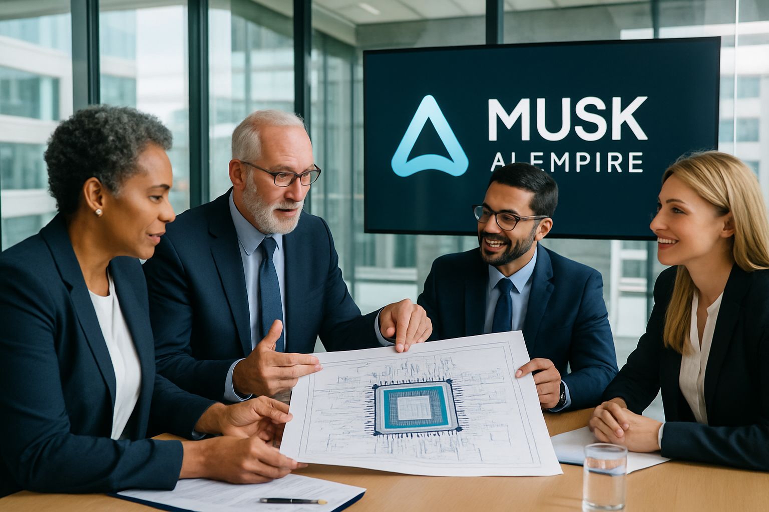 Corporate team discusses expansion of Musk AI Empire into chip industry