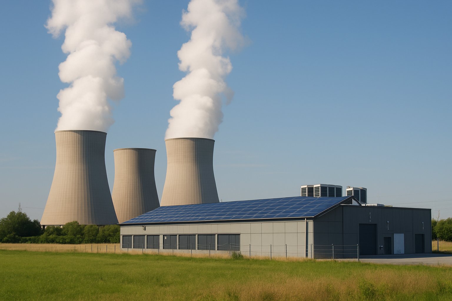 Nuclear power plant supporting energy demand of a data facility.