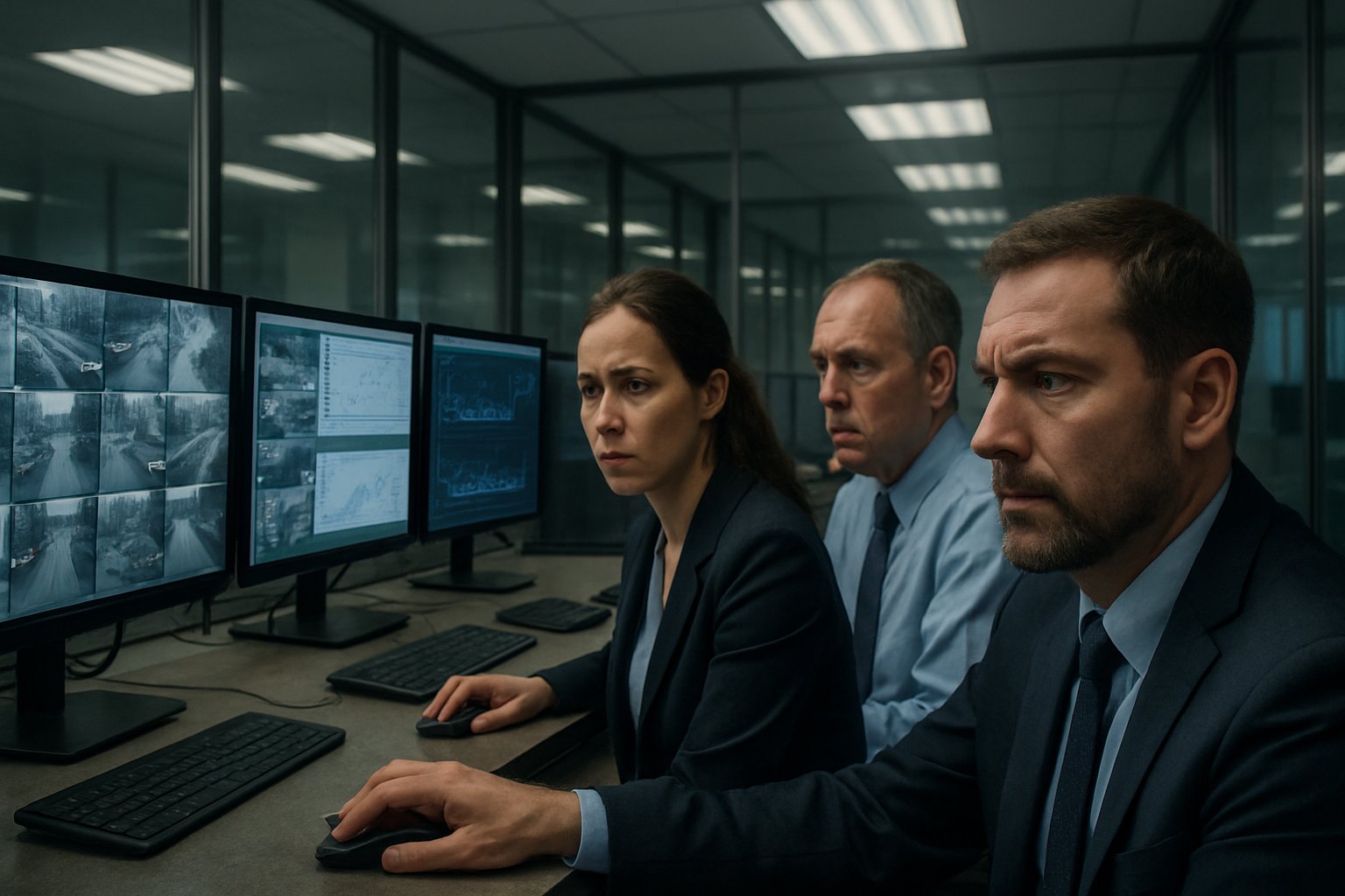 Surveillance Ethics Warning government officials monitoring predictive AI systems.